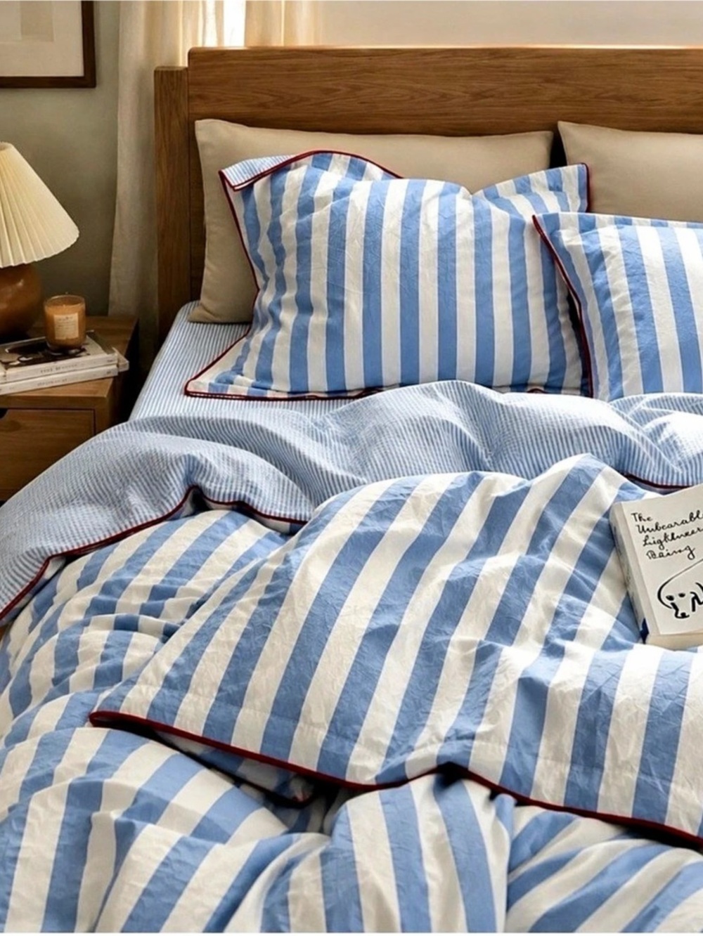 Blue & White Striped Bedding Set Queen